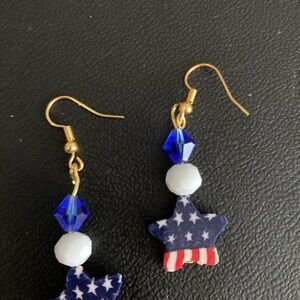 Patriotic Star Earrings with Gold Accents